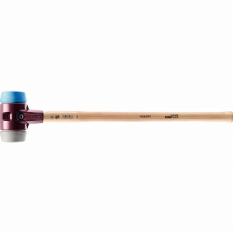 Marteau de frappeur HALDER SIMPLEX TPE souple / TPE moyen avec boîtier en fonte malléable et manche en bois d'hickory - D=80 mm - 3013.081