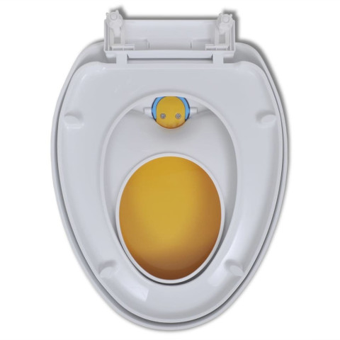 Siège de toilette à fermeture en douceur Blanc et jaune