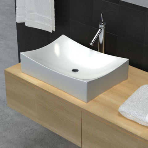 Vasque rectangulaire céramique pour salle de bain - Couleur au choix