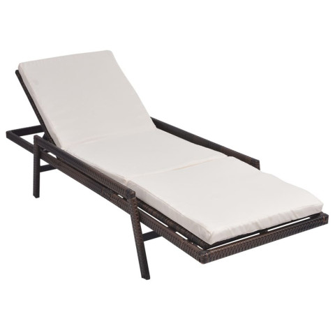 Chaise longue avec coussin Résine tressée 196 cm - Couleur au choix