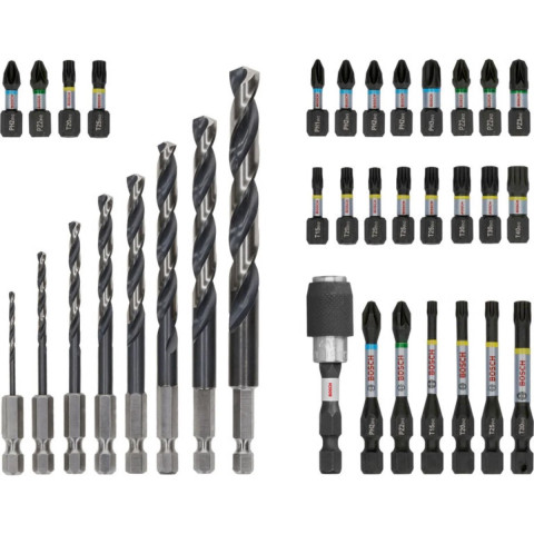 Jeu mixte d'embouts de tournevis à percussion et de forets à métaux PRO, 35 pièces - BOSCH - 2608521U80