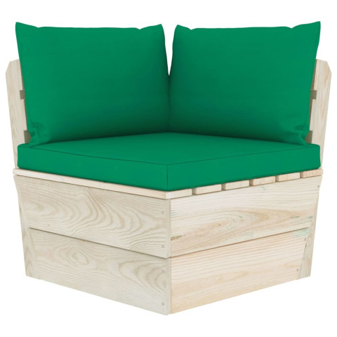 Canapé palette à 3 places de jardin avec coussins bois d'épicéa - Couleur au choix