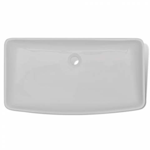 Vidaxl Vasque A Poser En Ceramique Rectangulaire Blanche 71 X 39 Cm Distriartisan