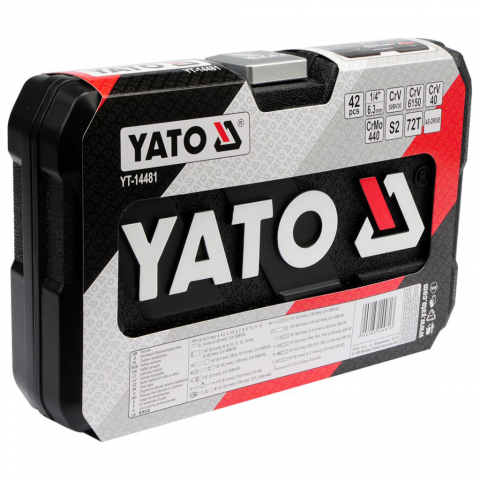 YATO Kit de clé à cliquet 42 pièces en métal noir YT-14481