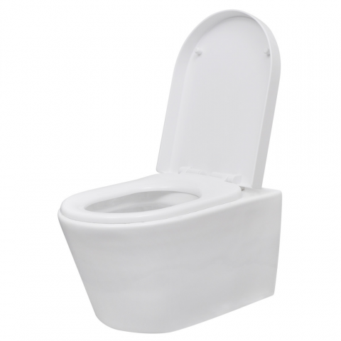 vidaXL Cuvette WC suspendue en céramique Blanche avec réservoir caché