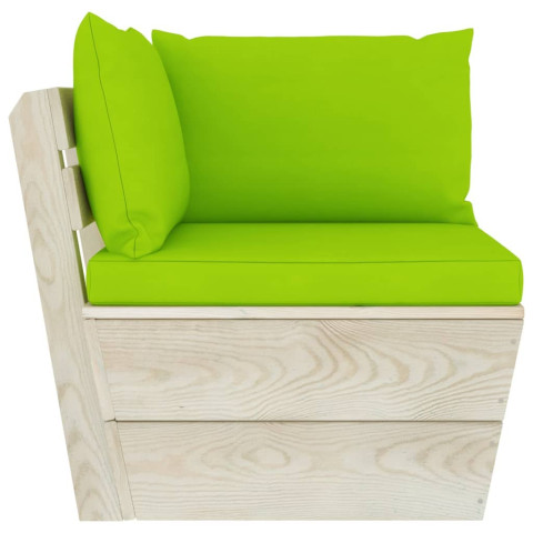 Canapé palette à 3 places de jardin avec coussins bois d'épicéa - Couleur au choix