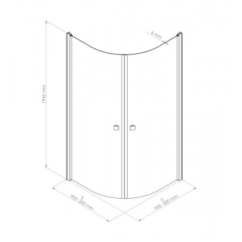 Paroi de douche quart de cercle 90 cm ép. 6 mm sérigraphie bande givrée frisco