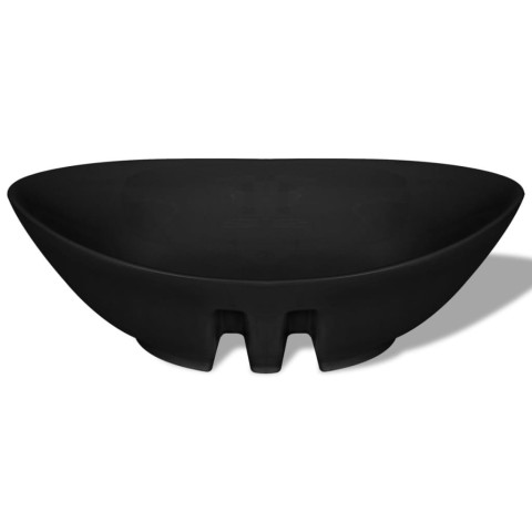 Lavabo ovale en céramique noir avec trop plein 59 x 38,5 cm