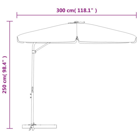 Parasol d'extérieur avec mât en acier 300 cm - Couleur au choix