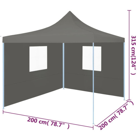 Tente de réception pliable avec 2 parois 2x2 m acier - Couleur au choix