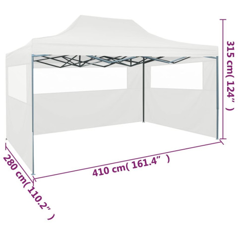 Tente de réception pliable avec 3 parois 3x4 m acier - Couleur au choix