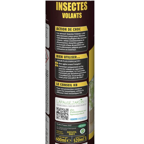 Insecticide pour insectes volants kb home defense - aérosol 400ml