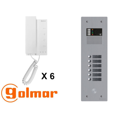 Kit interphone avec 6 combinés golmar collectif