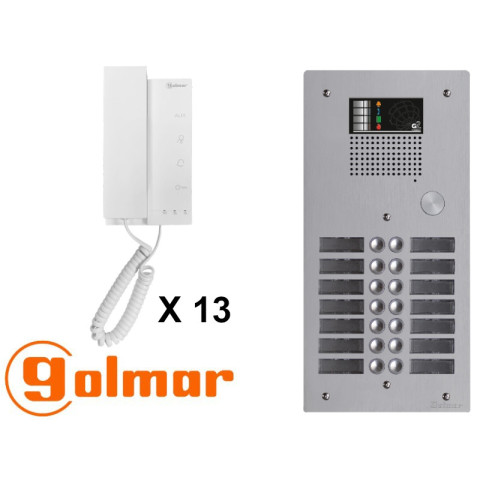 Kit interphone avec 13 combinés golmar collectif