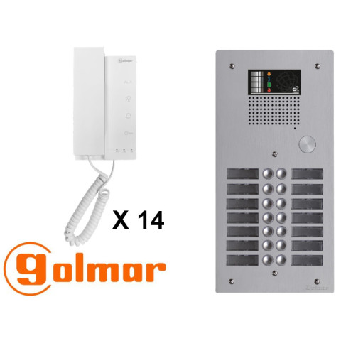 Kit interphone avec 14 combinés golmar collectif