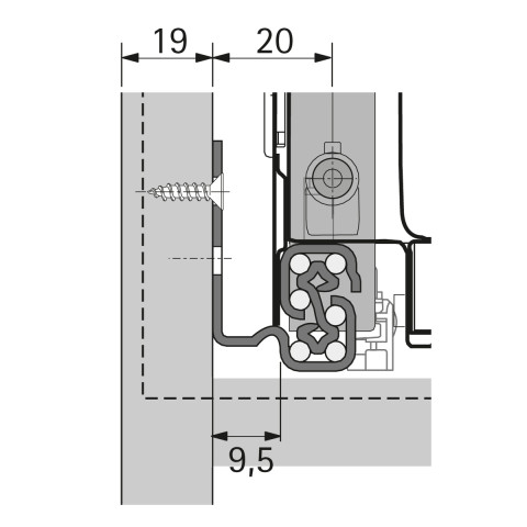 Quadro V6 Silent System, 470 mm, EB 9,5 mm, capacité de charge 30 kg, gauche - HETTICH - 9275759