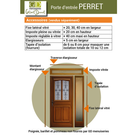 Porte d'entrée   modèle perret  215x90 poussant gauche (cotes tableau)