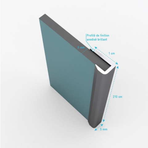 Jeu de 2 Profilés de finition en aluminium anodisé brillant pour panneaux muraux - 10x5x2100 mm Aurlane - FAC316