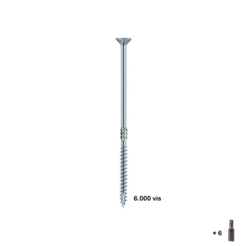 6000 Vis à bois VBF 3,5 x 40 mm + 6 embouts TX15 - KIT00800