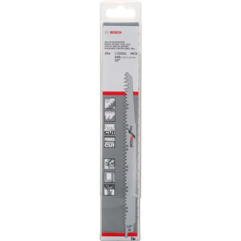 25 Lames de scie sabre S 1531 L Top pour bois - 240 mm - 25 Pièces - BOSCH - 2608650465
