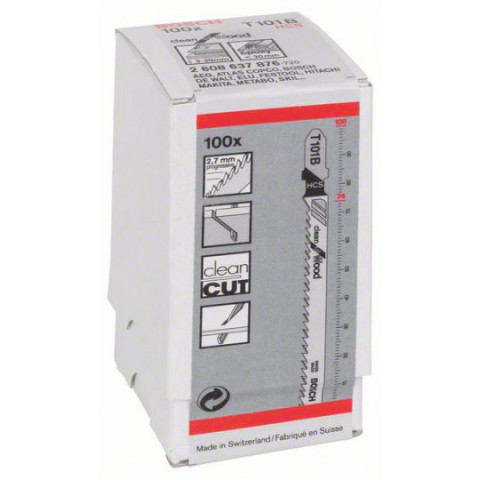 Lame de scie sauteuse 100mm HCS - T 101 B Clean for Wood - BOSCH - bte 100 - 2608637876
