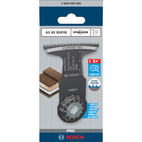 Lame Starlock Pro Bimétal AII 65 BSPIB pour Bois dur - 65 x 40 mm - 5 pièces - BOSCH - 2608669083
