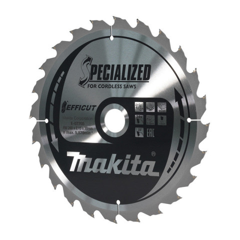 Lame pour scie circulaire EFFICUT MAKITA E-07705 260x30mm, 24 dents, pour le bois - MAKITA - E-07705