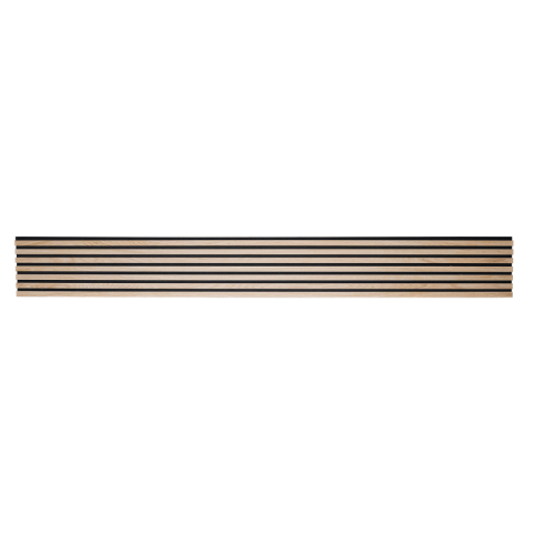 Panneau tasseaux bois sur feutrine - 250 x 30 x 2 cm - chêne clair fond noir 0,75m2