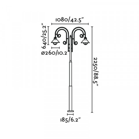 Lampadaire de jardin brun foncé nautica 2 ampoules