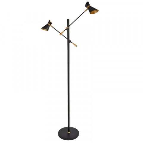 Lampadaire diablo, noir et or, 2 ampoules