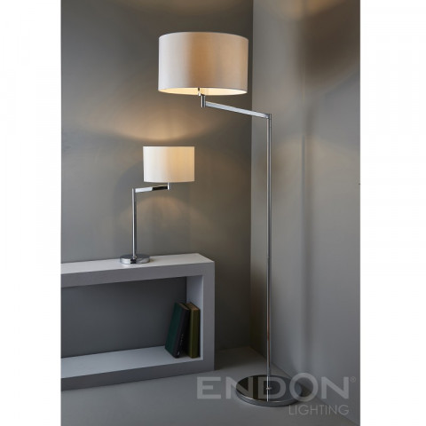Lampadaire evelyn, chrome, avec abat-jour