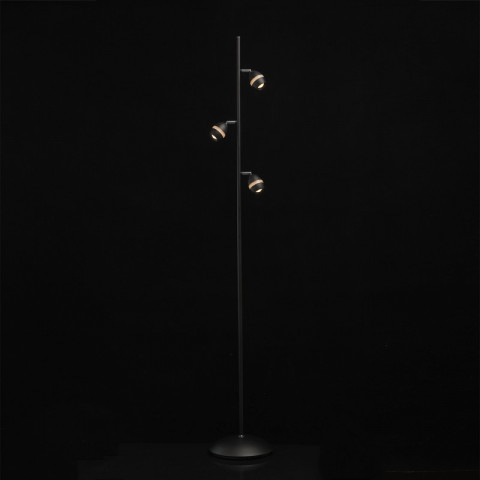Lampadaire noir techno 3 ampoules 165.5 cm