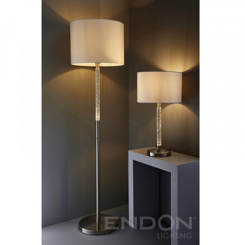 Lampe andromeda, chrome satiné et acrylique, avec abat-jour