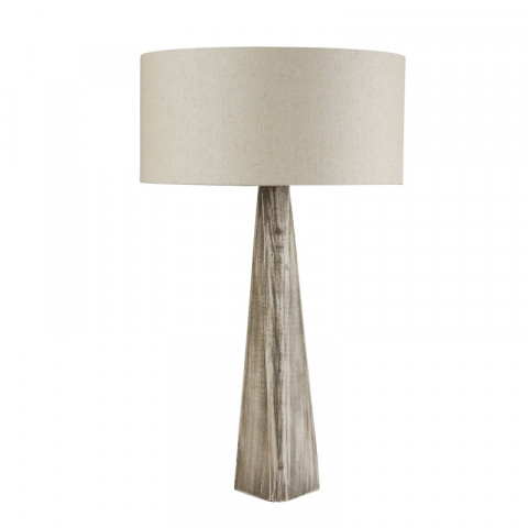 Lampe bark, bois gris lavé, avec abat-jour