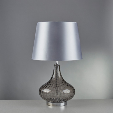 Lampe cantata, chrome et verre fumé, avec abat-jour