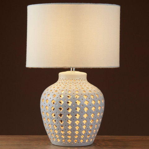 Lampe crochet, céramique, avec abat-jour