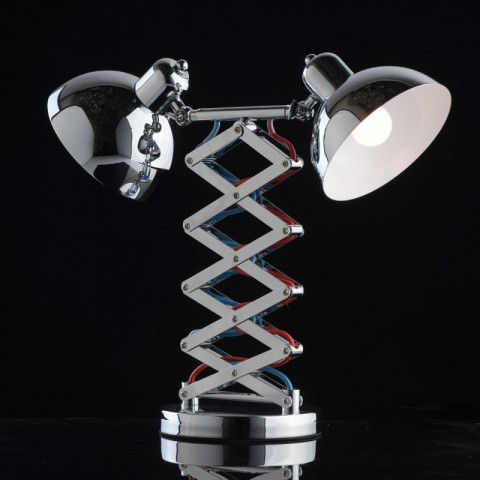 Lampe de table chromée loft 2 ampoules 47 cm