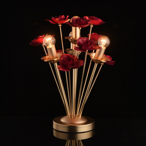 Lampe de table rouge flora 4 ampoules 43 cm