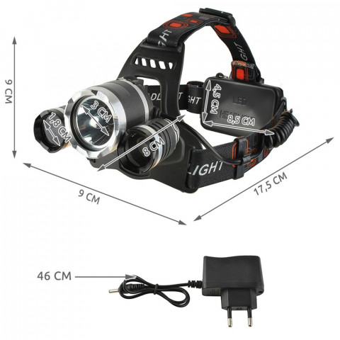 Lampe frontale rechargeable 3 leds