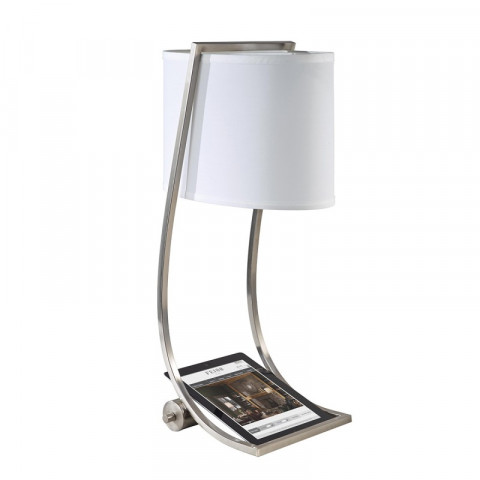 Lampe lex, acier borssé, avec abat-jour et port usb
