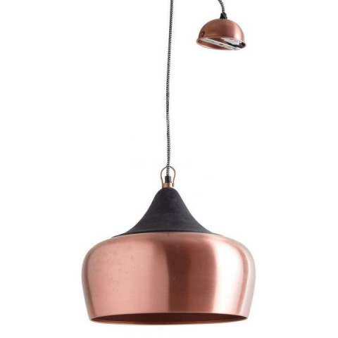 Lampe suspension en métal laqué et bois - Coloris au choix