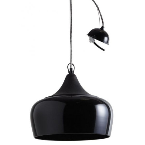 Lampe suspension en métal laqué et bois - Coloris au choix
