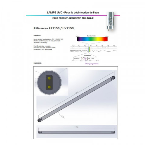 Lampe uvc - lampe uv-design tout fabricant 115 w