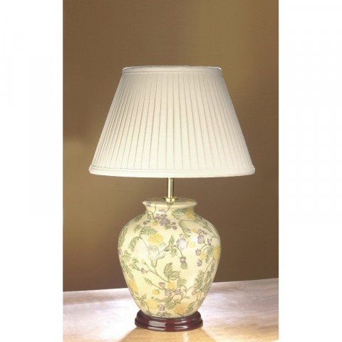 Lampe yellow flowers, porcelaine, sans abat-jour