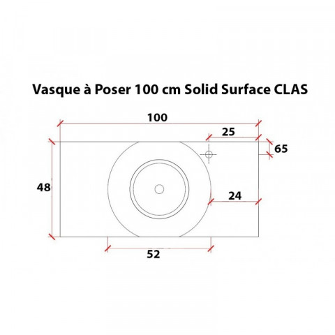 Lavabo suspendu rectangulaire - solid surface blanc mat - 100x48 cm - clas