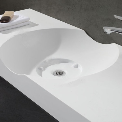Lavabo suspendu rectangulaire - solid surface blanc mat - 100x48 cm - clas