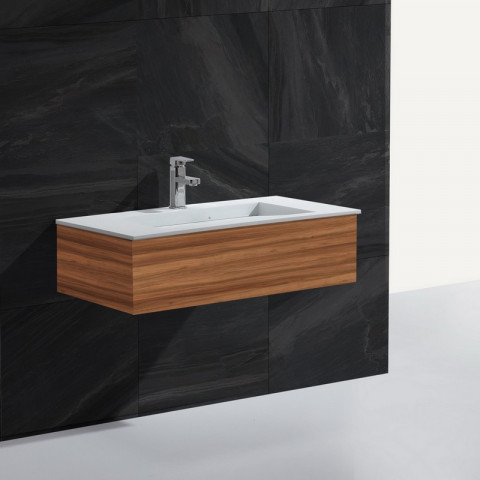 Lavabo suspendu rectangulaire - solid surface blanc mat - 90x50 cm - single