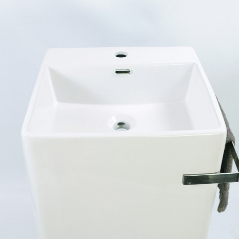 Lavabo totem carré - céramique avec porte serviette - 48x87 cm - alto +