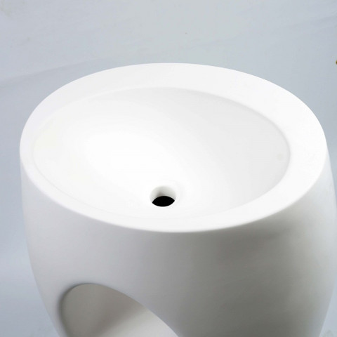 Lavabo totem ovale - solid surface blanc mat - 48x85 cm - wake
