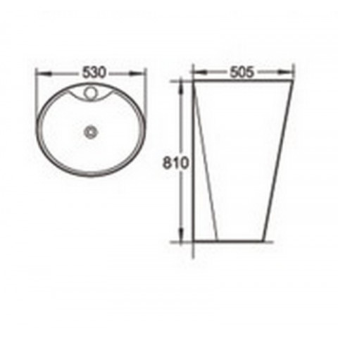 Lavabo totem rond - céramique blanc - 53x81 cm - star